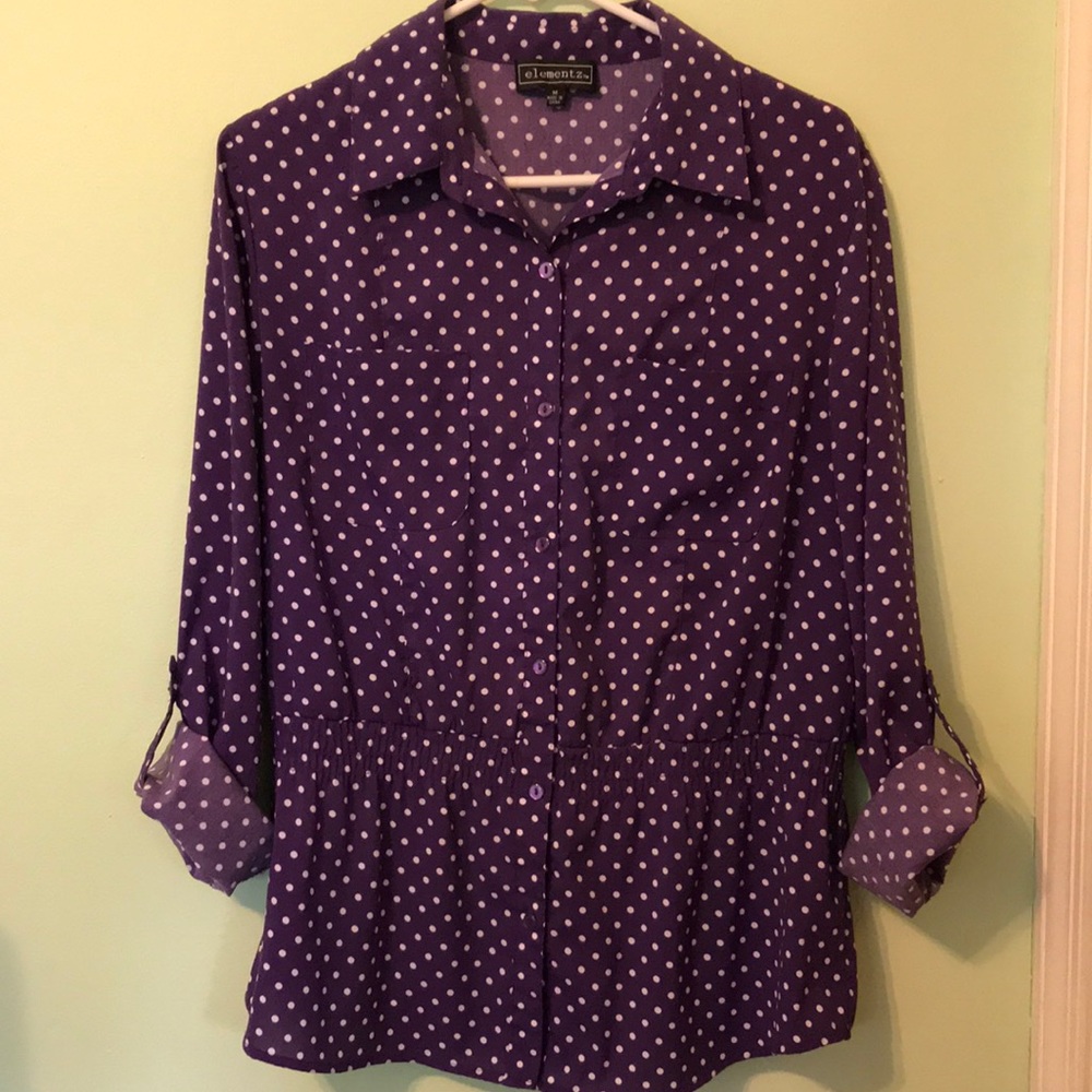 Polka Dot Collared Blouse